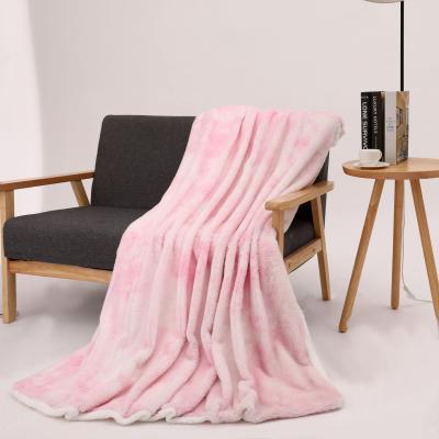 China New Style Winter Rainbow Nap Blanket Tie Dye Lamb Soft Sherpa Blanket Anti-static Warm Fleece Blanket for sale