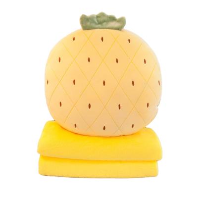 China Cute Pattern Customed Wholesale Anti-static Summer Fruit 3 Covers in 1 Air Conditioning Blanket and Pillow Toy for sale