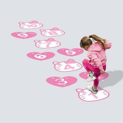 China Creative Design Digital Hopscotch Game Figures Wall Sticker Kids Room Decoration Sticker PVC Waterproof+Eco-friendly for sale