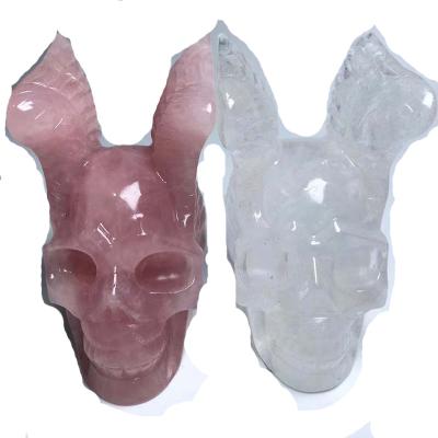 China China Wholesale Hand Carved Rose Quartz Clear Quartz Skulls Crystal Skulls Carving For Decoration for sale