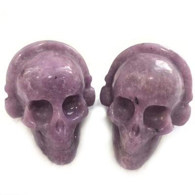 China Natural China Hand Carved Lepidilote Crystal Skulls Healing Skulls for Decoration for sale