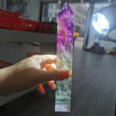 China Natural Magic Wand Tower Point Crystal Crafts Watermelon Fluorite Crystal Stones from Europe for Healing for sale