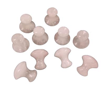 China Europe Wholesale Natural Hand Open Rose Quartz Massage Mushroom Crystal Carving for Face and Eyes LJ for sale