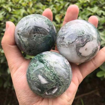 China China Wholesale Natural Green Moss Agate Ball Quartz Crystal Sphere Druzy Agate Geode Sphere For Healing for sale