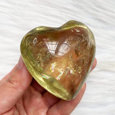 China Cheap price natural citrine quartz china heart shaped healing Crystal Heart For Sale for sale