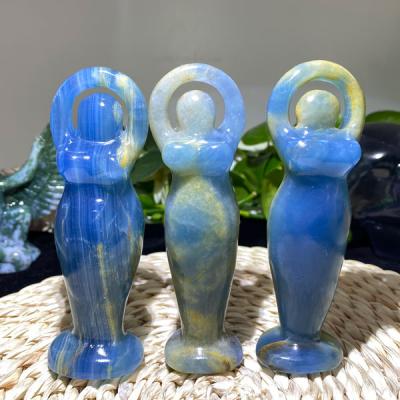 China China wholesale high quality hand carved natural crystal blue onyx goddess for decoration for sale