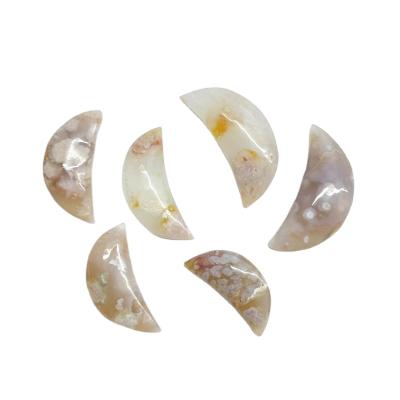 China China Wholesale Natural Gemstone Hand Carved Flower Agate Moon Healing For Home Decoration for sale