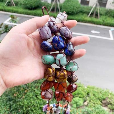 China China Hot Sale Seven Chakra Gemstone Natural Crystal Hand - Car Accessories Reiki Healing Woven Pendant Stone - XCG for sale