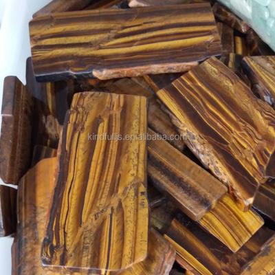 China Wholesale Wonderful Natural China Tiger Eye Yellow Gold Stone Slice Rough Crystal Gemstone for sale