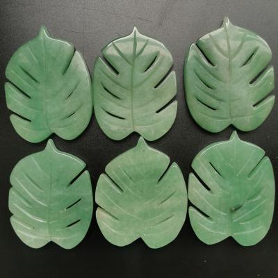 China Europe Hand Carved Crystal Leaves Natural Green Aventurine Quartz Crystal Leaf for Decoration for sale