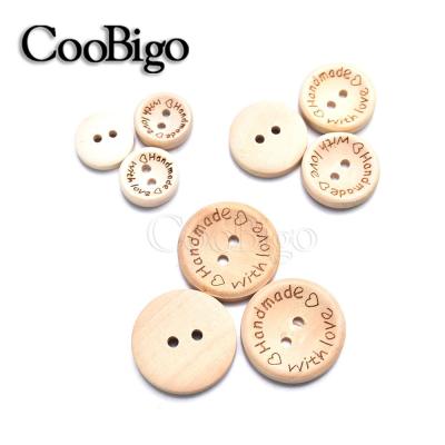 China Viable Round Natural Color Wooden Buttons For DIY Handwork Sewing Opens Parts #FLN044 for sale