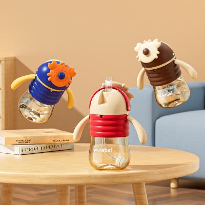 China OEM Washable Factory Wholesale 300ml Sippy Cup Bpa Free Milk Baby Bottle With Crab Slider Cup PCT Drinks Head Cup for sale