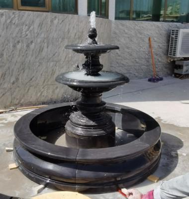 China Modern Small Garden Decoration Carved Stone Fountain Black Two Tiers Marble Water Fountain NT-BMF222 for sale