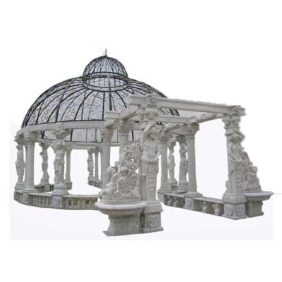 China Custom high quality natural white marble modern pergolas and gazebos outdoor woman statues pillar for sale