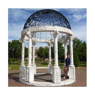 China Beautiful modern custom made European style wedding marble gazebo outdoor garden with metal roof for sale for sale