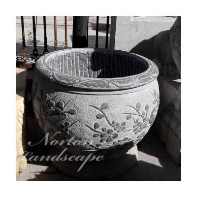 China Modern Custom Hand Carved Chinese Style Antique Granite Stone Marble Flower Pots For Garden for sale