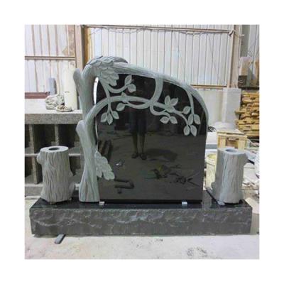 China Modern Custom Design Tree Shape Grave Black Stone Granite Marble Headstone for sale