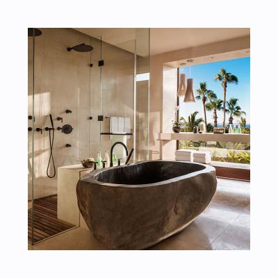 China Custom Modern Indoor Used Natural Stone Bathtub Interesting Black Marble Bathtubs From Free Factory for sale