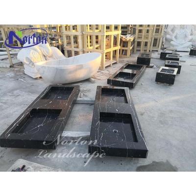 China Modern Wholesale Custom Bathroom White And Black Marble Basins Sink Natural Stone Sink for sale