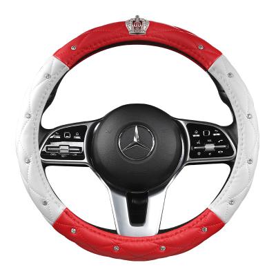 China Diamond Leather Universal Bling Diamond Car Accessories Steering Wheel Cover for sale