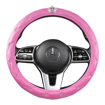 China Universal Luxury Bling Diamond Auto Car Steering Wheel Cover for sale