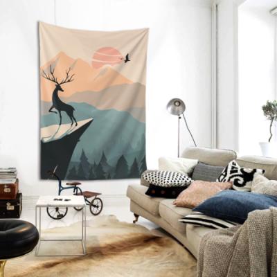 China Customized direct printing modern minimalist tapestry Nordic home polyester minimalist tapestry factory style tapestry set for sale