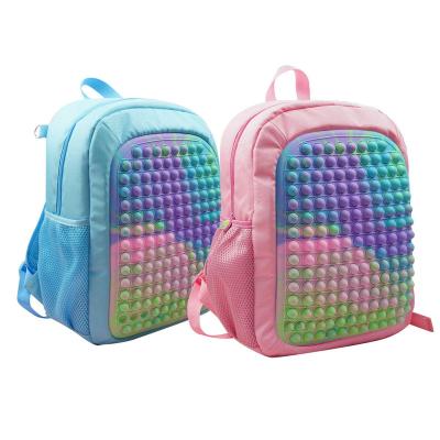 China Rainbow Silicone School Pack Bag 2022 Push Him Bubble Mochila Poppings His Backpack for sale