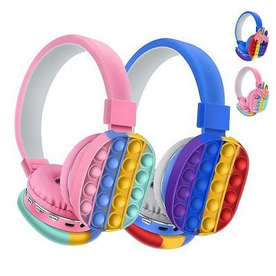 China New Design Head-Mounted Head-Mounted Headset Silicone Push Up Bubble Poppings Wireless Earphone Headphones For Baby Kids for sale