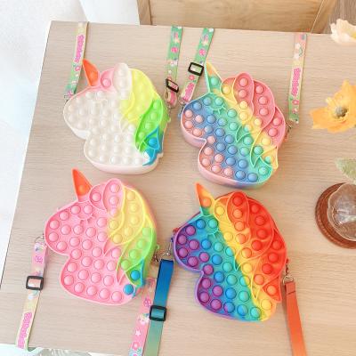 China Rainbow Poppings Bag Mini Unicorn Bag Cross - Body Pack Poppings Bag Small She Wiggle Toy Change Purse for sale