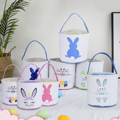 China New Cute Easter Bucket Bag/Easter/Bunny Bags Wholesale Sublimation Plush Ears Candy Easter Decoration Long Bag Easter Baskets for sale