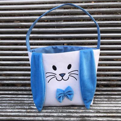 China Cute In Running Gift Bunny Basket Easter Bag Of Canvas Easter Bag DIY Rabbit Ears Decoration for sale