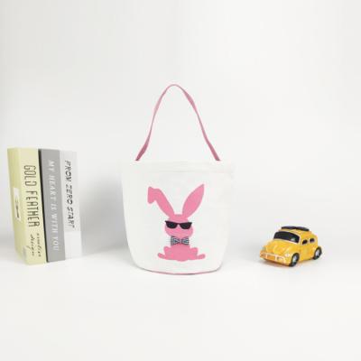 China Custom Cute Bunny Basket Easter Bag Rabbit Ears Decoration Gift DIY Canvas Easter Bag Logo Pattern for sale