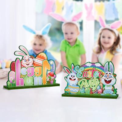 China Cute New Design High Quality Wooden Rabbit Ornaments Easter Decoration for sale