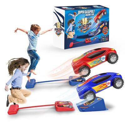 China Party New Stomp Rocket Dueling Stomp Racers, 2 Toy Car Launchers and 2 Tires with Ramp and Finish Line for Boys for sale