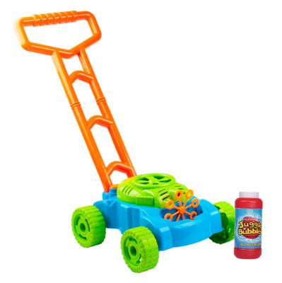 China Summer Ourdoor Toy Outdoor Kids Cart Music Bubble Machine Toy Electronic Walker Bubble Mower for sale