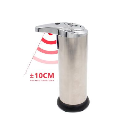 China Stainless Steel Smart Hands Free Foam Soap Dispenser Sensor 240ml Bathroom Supermarket Battery Power Touchless Liquid Soap Dispenser for sale