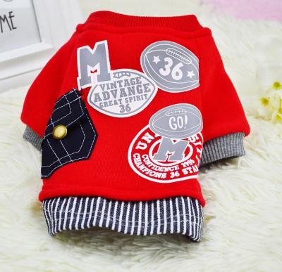 China Viable High Quality Thick Warm Dog Clothes Casual Sweater Dog Clothes Letter Pocket Sweatshirt Sports Pet Letter Sweater for sale