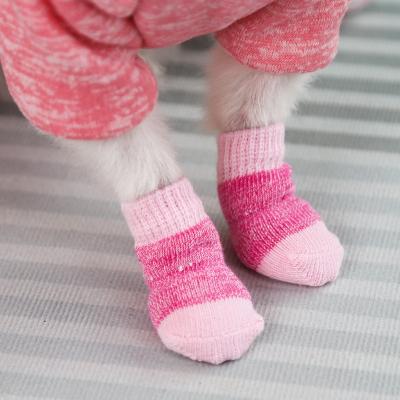 China Customized Sustainable Pet Warm Stretch Dogs Polyester Soft Dog Dogs Teddy Breathable Warm Socks for sale