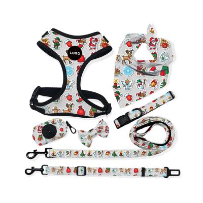 China Popular Custom Custom Design Dog Harness Adjustable Personalized Pet Harness Leash Collar Set Dog Harness Collars Invest And Leash Set for sale