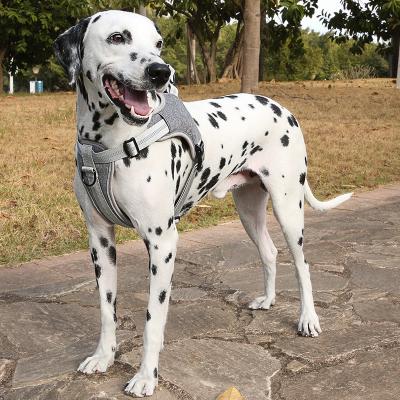 China Popular Adjustable Reflective Dog Harness With Leash Chest Dog Vest Reflective Breathable Harness for sale