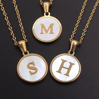 China CLASSIC European Simple Design Stainless Steel Jewelry Shell Letter Necklace For Ladies for sale