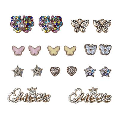 China Custom Wholesale Durable Rhinestones Metal Shoe Charms Detachable Diamond Colorful Shoe Buckles For Girl Clog for sale