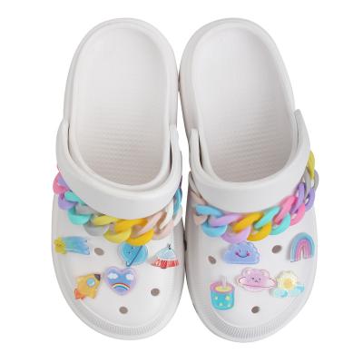 China Fashion Cartoon Durable Colorful Acrylic Shoe Decoration Cute Rainbow Shoes Charm ABS Chain For Clogs Girls for sale