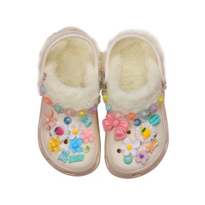 China Fashion Durable DIY Daisy Flower Pink Bowknot Pvc Shoes Decoration Charms For Croc Shoes Girls Kids for sale