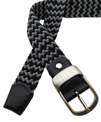 China 2020 fashion Haomei new black Gray Woven Elastic Polyester Fabric braided belt for unisex casual style for sale