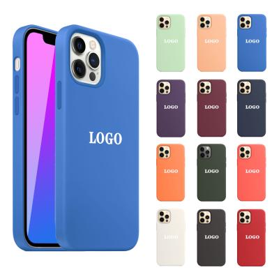 China Official High Quality Liquid Silicone Anti-fall Cover With Logo Mobile Phone Case For iPhone 12 Mini Pro Max 11 for sale