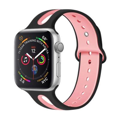 China Adjustable Soft Rubber Strap, 38MM 42MM Women Silicone Compatible Watch Bands For Apple Watch for sale