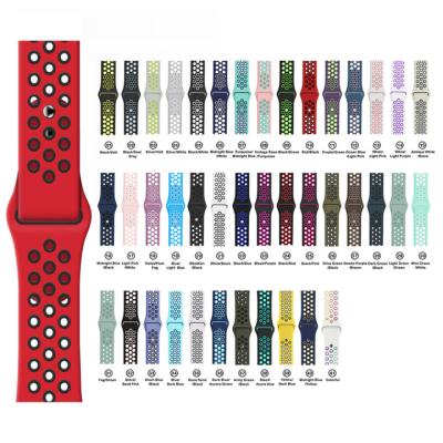 China Fanshion Double Elastic Silicone Strap, Sports Silicone Watch Strap Band For Apple Watch SE/6/5/4/3/2/1 for sale