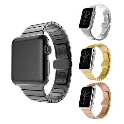 China Fashion\Luxury Popular Simple Dress Texture Stainless Steel Butterfly Buckle Watch Band Strap For Apple Watch Series 6 5 4 3 for sale