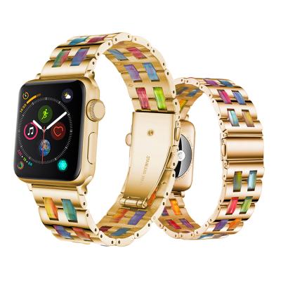 China Fashion\Dress Resin Stainless Steel Luxury Popular Watch Band For Apple Watch Series 5 38mm 40mm 42mm 44mm, For iWatch Bands for sale